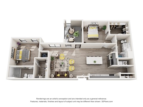 Floor plan for 2 beds, 2 baths, 1406 sqft